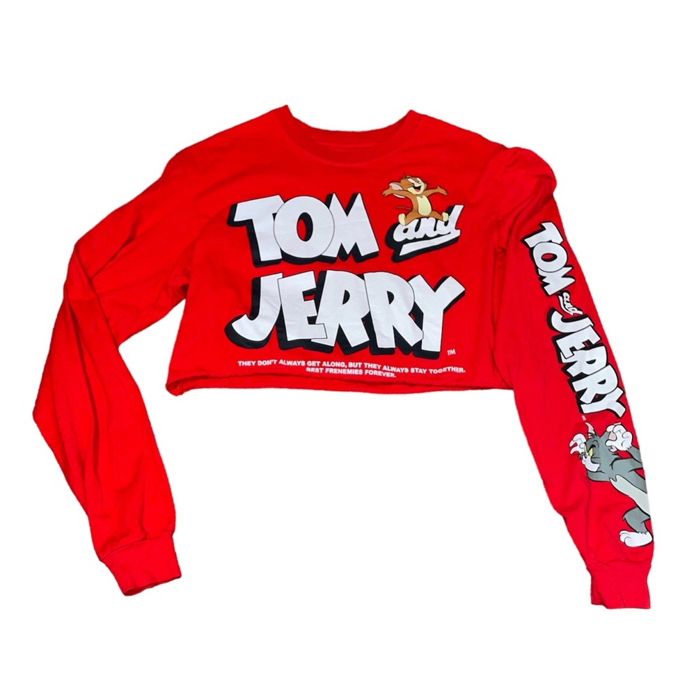 Cropped Tom and Jerry shirt sz XS